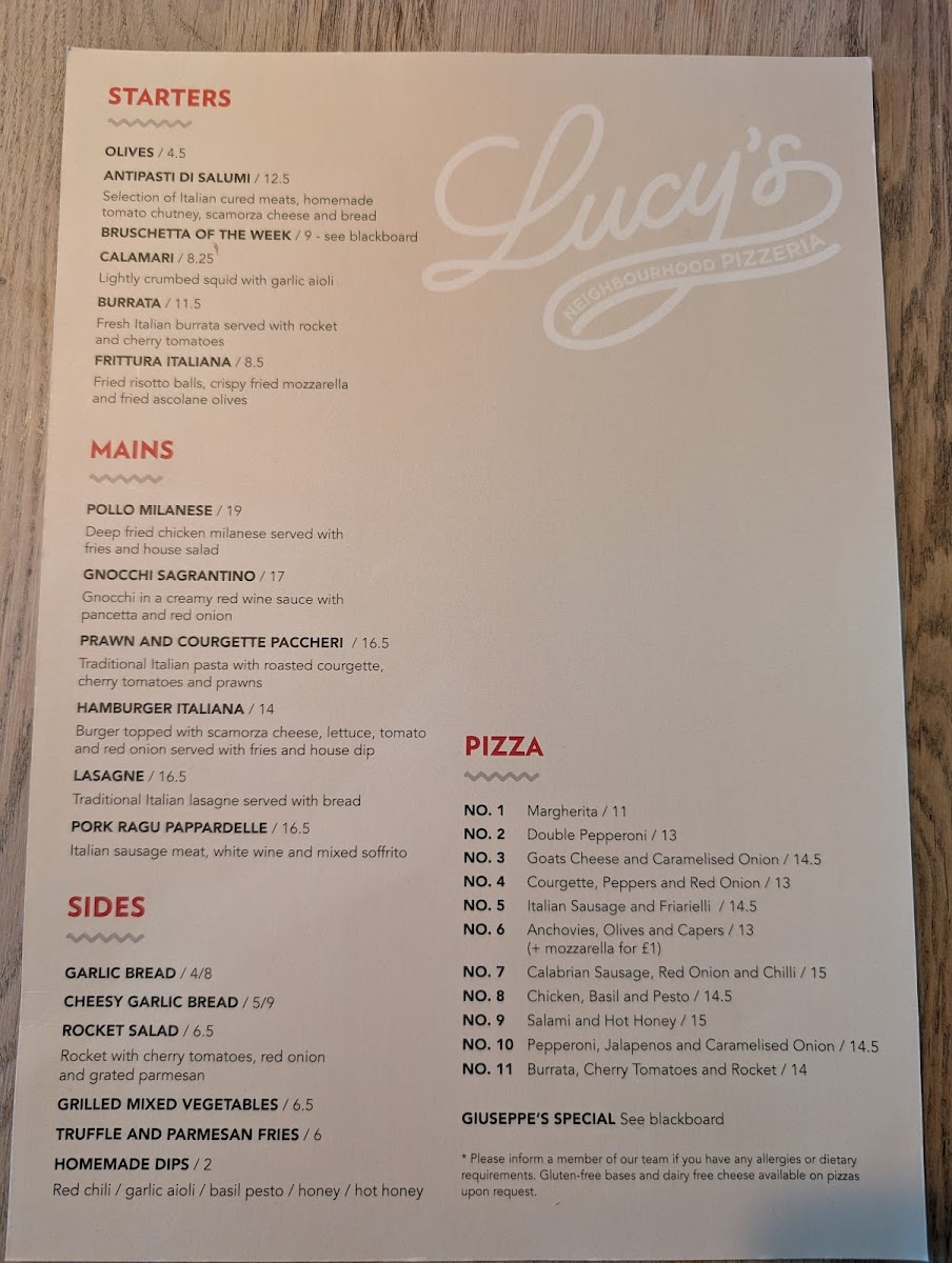 Menu Lucy's Pizzeria-1