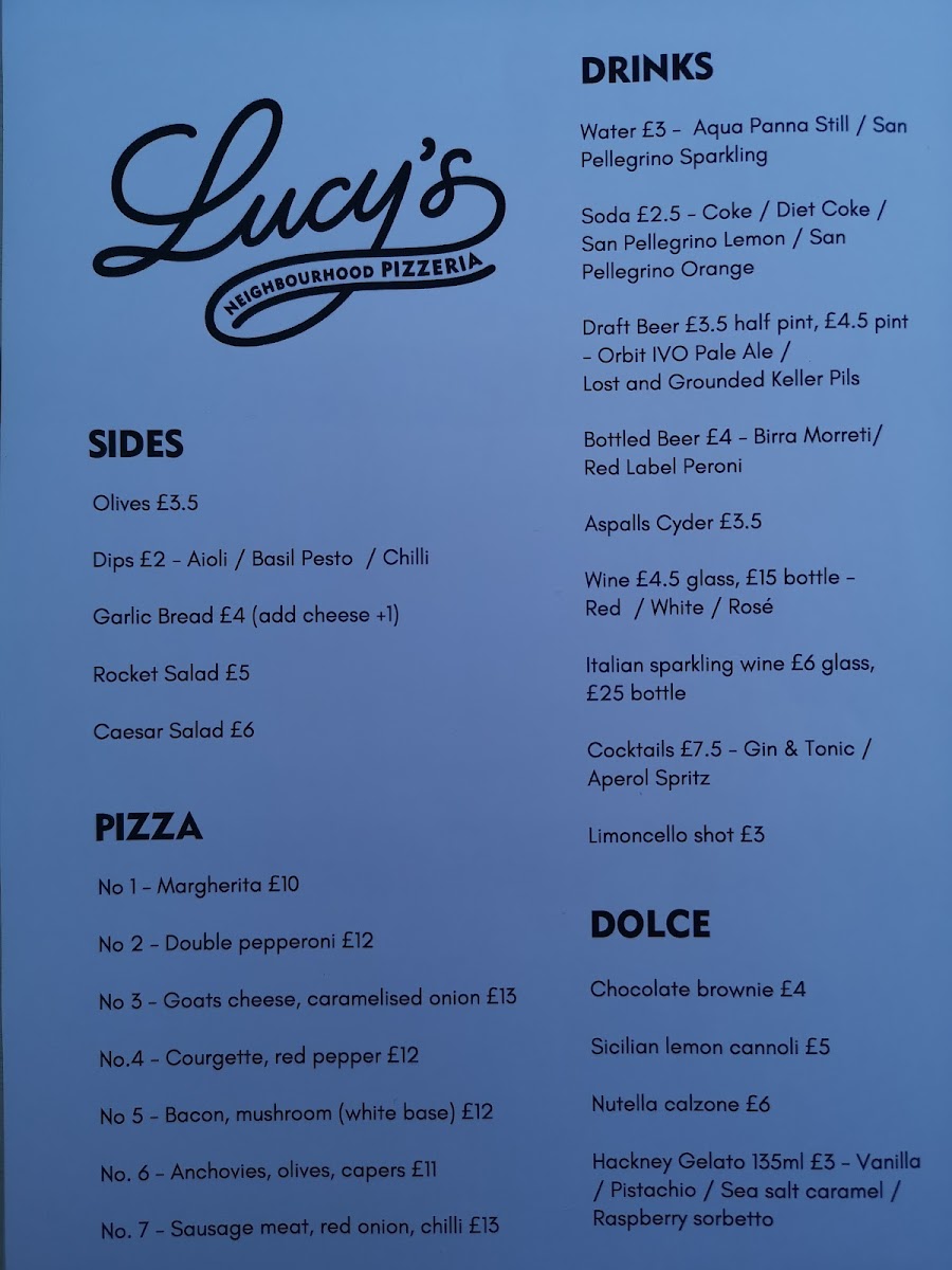 Menu Lucy's Pizzeria-5